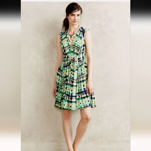 Plenty by Tracy Reese Green and Blue Patterned Mini Dress